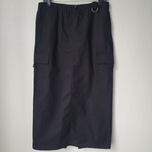 House Of Harlow 1960 Black Ripstop Cotton Cargo Maxi Skirt Size Small Black NWT